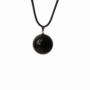 Colier cu piatra semipretioasa rotunda Obsidian - pandantiv din pietre pretioase naturale mixte 7 Chakre - Copie