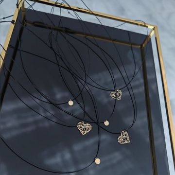Colier din Aur 14K cu Pandantiv Inima Origami pe snur Reglabil