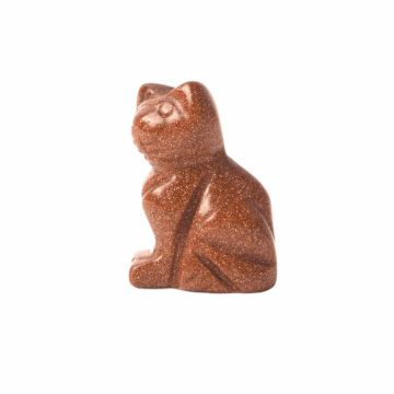 Figurina Nisip auriu pisica 4cm sculptata manual din cristal semipretios - Statuie pisica din cristal vindecator natural pisica pentru decorarea interioara, buzunar