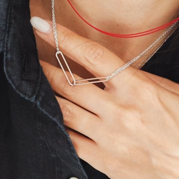 Lant dublu geometric, din Argint 925 rodiat