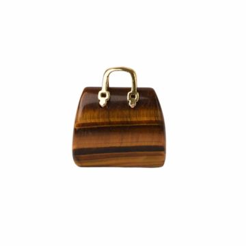 Pandantive 2.5 cm din piatra naturala, in forma de geanta Ochi de tigru - Accesorii din piatra pentru realizarea de bijuterii, cercei, colier