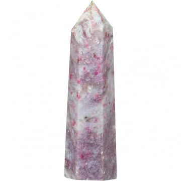 Turn de cristal din Turmalina Roz 9-10 cm Bagheta cu 6 fete pentru vindecare, meditatie si decor in casa si birou