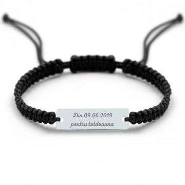 Bratara barbati cu placuta personalizata cu mesaj, Argint 925