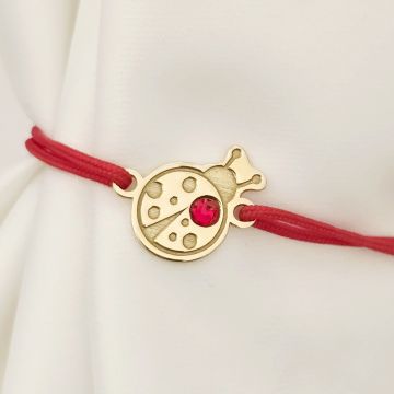 Bratara Buburuza - Argint 925 placat cu Aur Galben 18K - cristal Swarovski - snur reglabil