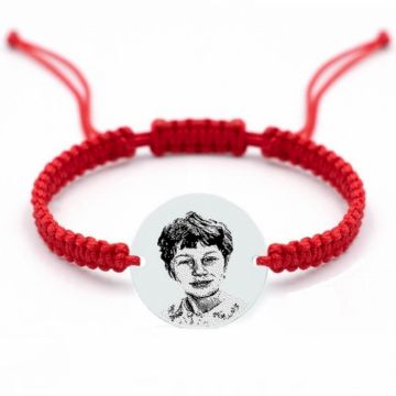 Bratara cu snur rosu banut argint personalizat cu poza