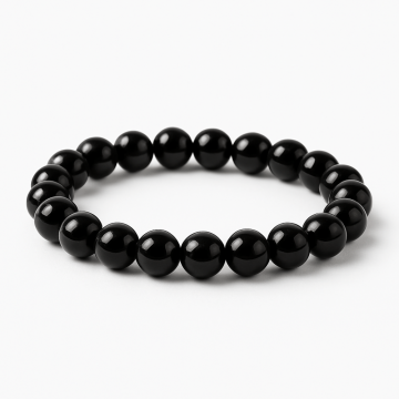 Bratara Elastica cu Margele de Turmalina Neagra de 8mm ,   Protectie si Echilibru