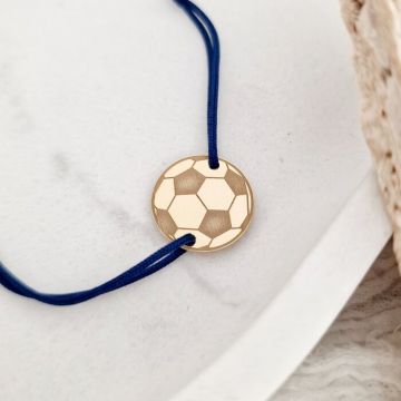 Bratara Minge Fotbal - Argint 925 placat cu Aur Galben 18K, snur reglabil