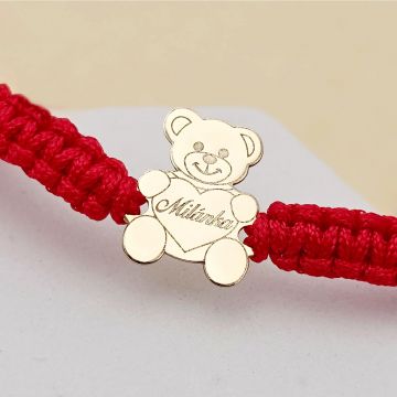 Bratara Ursulet - Nume personalizat - Snur impletit - Aur Galben 14K