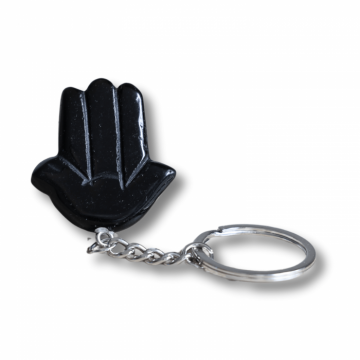 Breloc cu Mana Fatimei din Obsidian - Protectie, Noroc si Energie Pozitiva