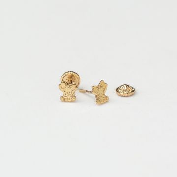 Cercei copii/bebe - Model elefant cu fundita - Aur Galben 9K - Inchizatoare sigura si confortabila cu filet