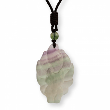 Colier cu pandantiv chip de vulpe din cristal vindecator Flourit verde