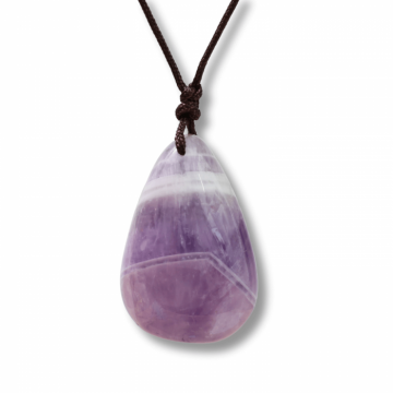 Colier cu Pandantiv din Ametist Chevron Natural in Forma de Ou Yoni, Accesoriu Elegant pentru Femei