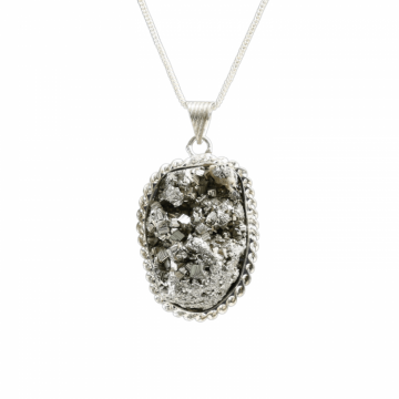 Colier Rafinat cu Piatra Naturala de Pirita 3-4 cm - Imbogateste-ti Viata cu Puterea Piritei