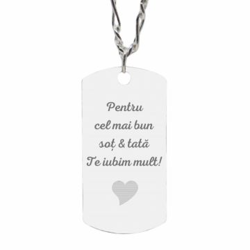 Lant argint barbati Army personalizat text, lant gros Figaro