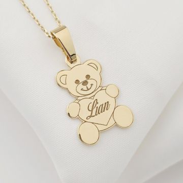 Lantisor Ursulet - Nume personalizat - Aur Galben 14K