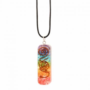 Pandantiv 4.5 cm de Vindecare a Chakrelor Orgonic cu Snur  - Colier cu 7 Pietre ale Chakrelor pentru Protectia Energetica si Vindecare Spirituala