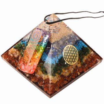 Set Piramida Orgonica 6.5 cm si Colier 7 Chakre -   Piramida Orgonica pentru Vindecare Energetica - Protectie EMF