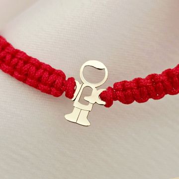 Bratara baiat cu breton - Aur Galben 9K - Snur reglabil, diverse culori