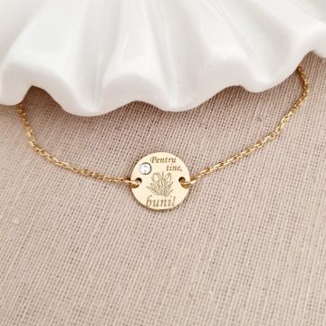 Bratara Pentru tine buni - Argint 925 placat cu Aur Galben 18K si Cristal Swarovski - cu lantisor