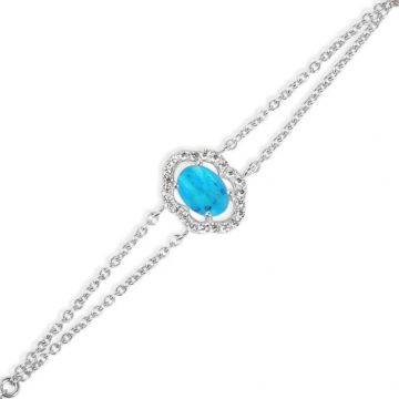 Bratara turcoaz, topaz alb din argint