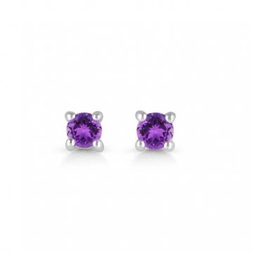 Cercei stud ametist argint 3 mm Round