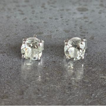 Cercei stud ametist verde argint 6 mm