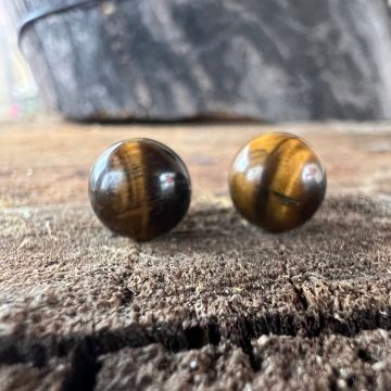 Cercei stud sfere ochi de tigru 8 mm