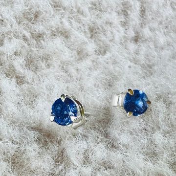 Cercei stud tanzanit din argint 5 mm