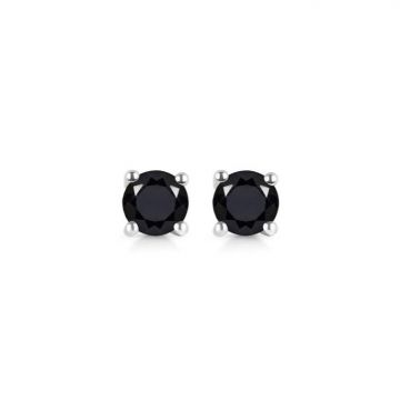 Cercei stud turmalina neagra argint 5 mm