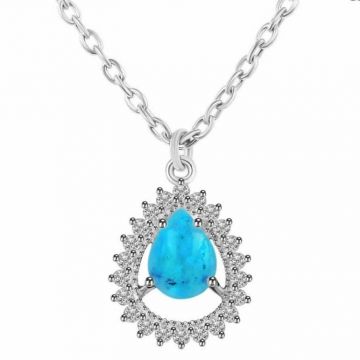 Colier turcoaz din argint, topaz alb Pear