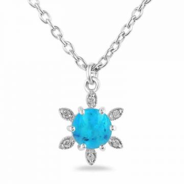Colier turcoaz din argint, topaz alb Star