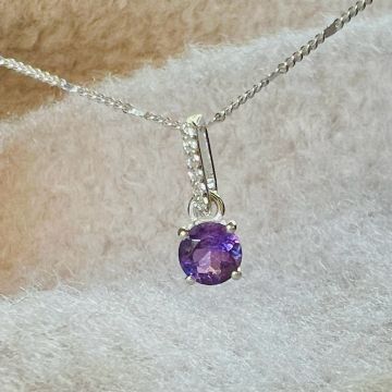 Pandantiv ametist, topaz alb din argint 6mm Round