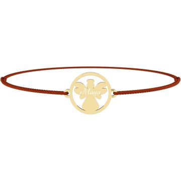 Bratara ingeras in rama - din aur de 14K - si snur reglabil