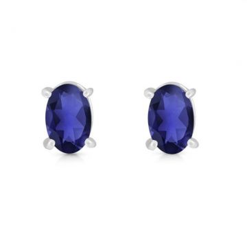 Cercei stud argint iolit 6 mm Oval