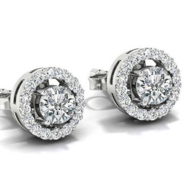 Cercei stud cuart, topaz alb 6 mm