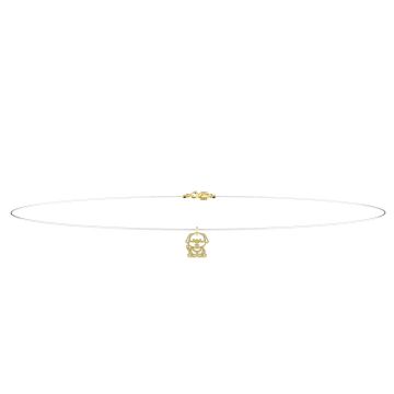 Colier pe fir transparent cu pandantiv catelus si inchizatoare din aur 14k