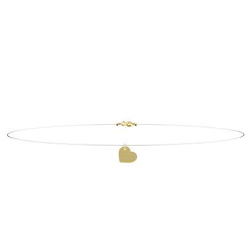 Colier pe fir transparent cu pandantiv inimioara si inchizatoare din aur 14k