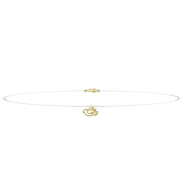 Colier pe fir transparent cu pandantiv porumbel si inchizatoare din aur 14k