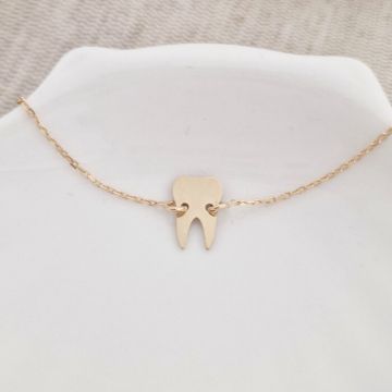 Bratara dinte cu lantisor - Argint 925 placat cu Aur Galben 18K