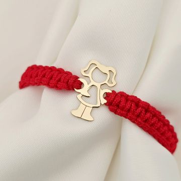 Bratara fetita cu codite - Aur Galben 9K - Snur reglabil, diverse culori