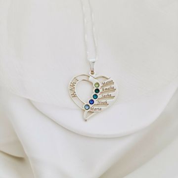 Lantisor Dragii MAMEI - 5 nume si cristale Swarovski - Argint 925