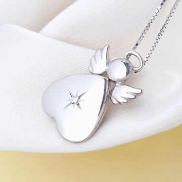 Medalion inger cu poze in interior - Golden Angel - Argint 925 Rodiat - Cristal White Zirconia