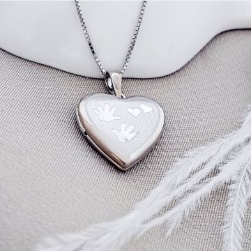 Medalion inima cu poze in interior - Handprints and Hearts - Argint 925 Rodiat