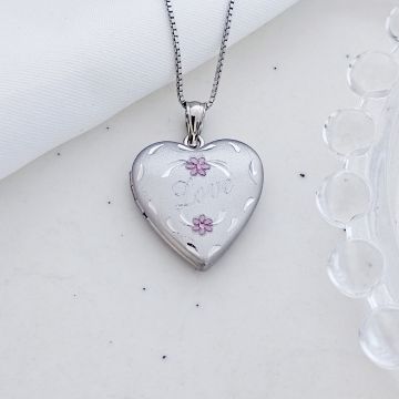 Medalion inima cu poze in interior - Love Blossoms - Argint 925 Rodiat