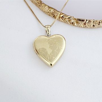 Medalion inima cu poze in interior - Mother&Child - Argint 925 placat cu Aur Galben 18K