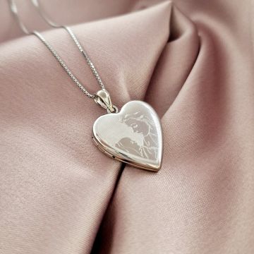 Medalion inima cu poze in interior - Mother&Child - Argint 925 Rodiat