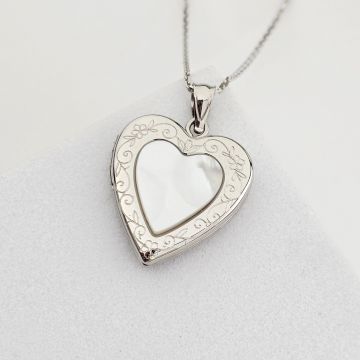 Medalion inima cu poze in interior - Mother of Pearl - Argint 925 Rodiat