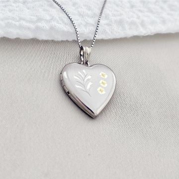 Medalion inima cu poze in interior - Yellow Bloom - Argint 925 Rodiat