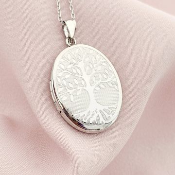 Medalion oval cu poze in interior - Eternal Tree - Argint 925 Rodiat