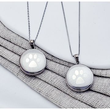 Medalion rotund cu poze in interior - My Paw - Argint 925 Rodiat